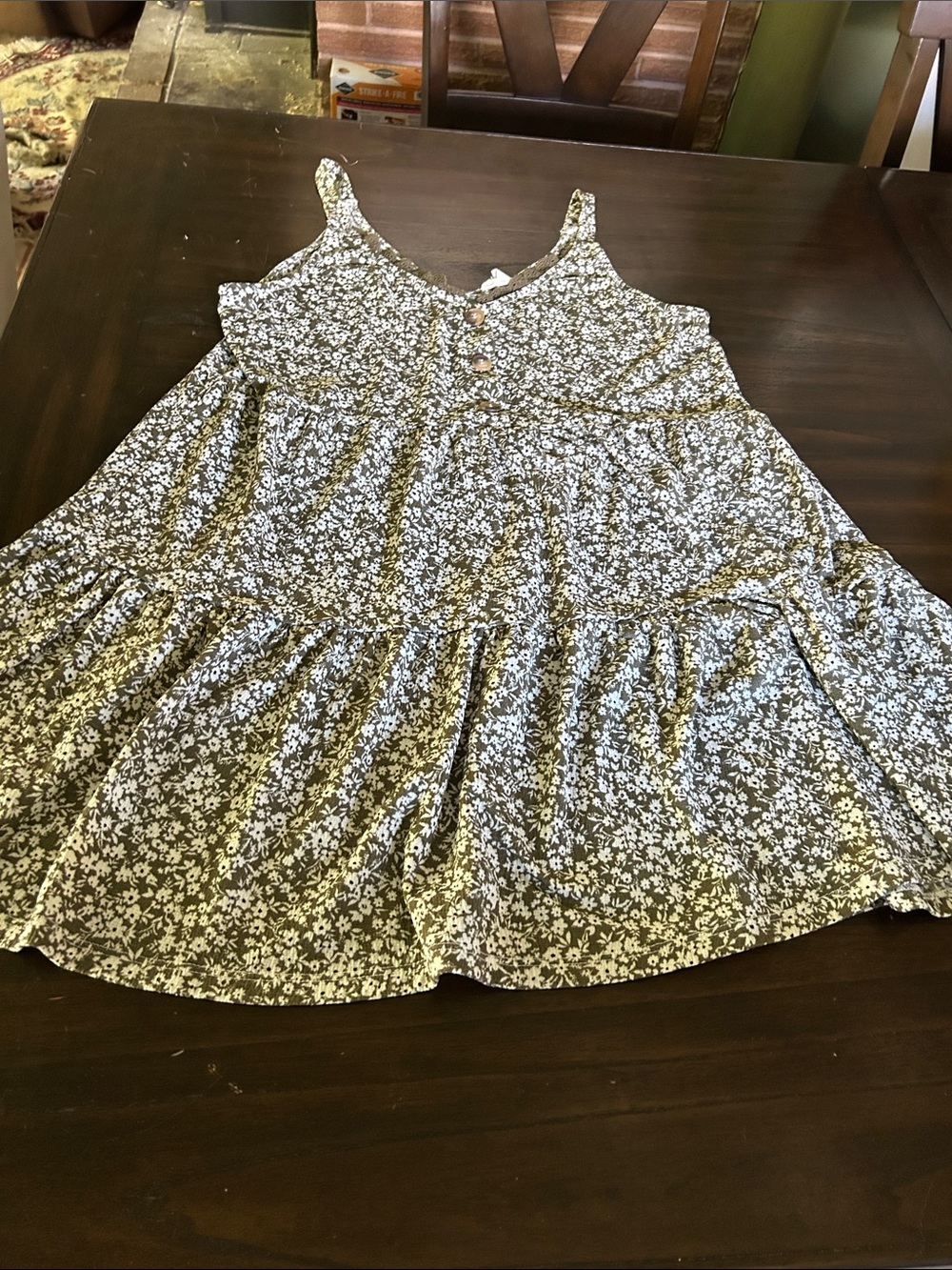 Blu Pepper Gray and White Floral Tiered Sundress